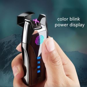 Fingerprint  USB Recharge  Smoking Electric gift metal Lighter for boyfriend father girlfriend gift for  christmas