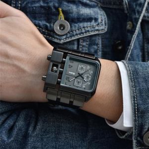 Casual Wristwatch Square Dial Wide Strap Men&#039;s Quartz Watch Luxury Brand Male Clock Super Big Men Watches montre homme